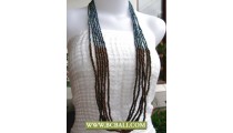 Paua Beaded and Wooden Long Necklace Fashion